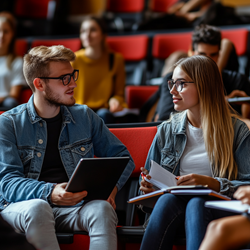 Estudiantes en un uditorio universitario